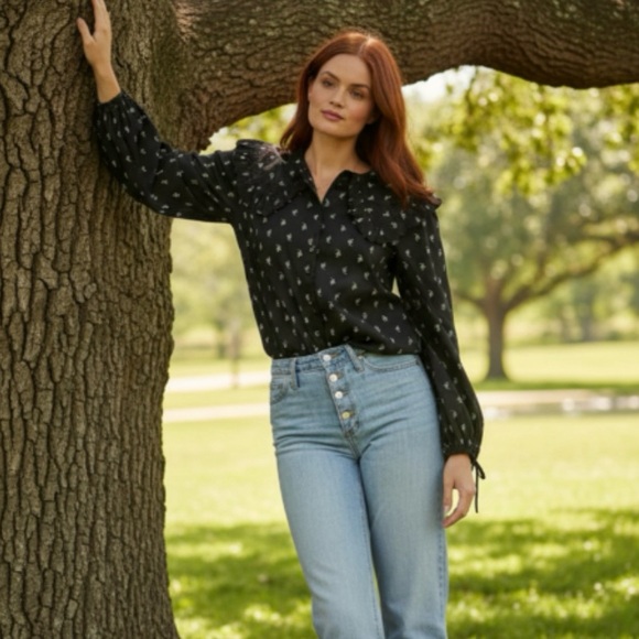 Universal Thread Balloon Long Sleeve Embroidered Button-Down Shirt Size XSMALL - Picture 3 of 13